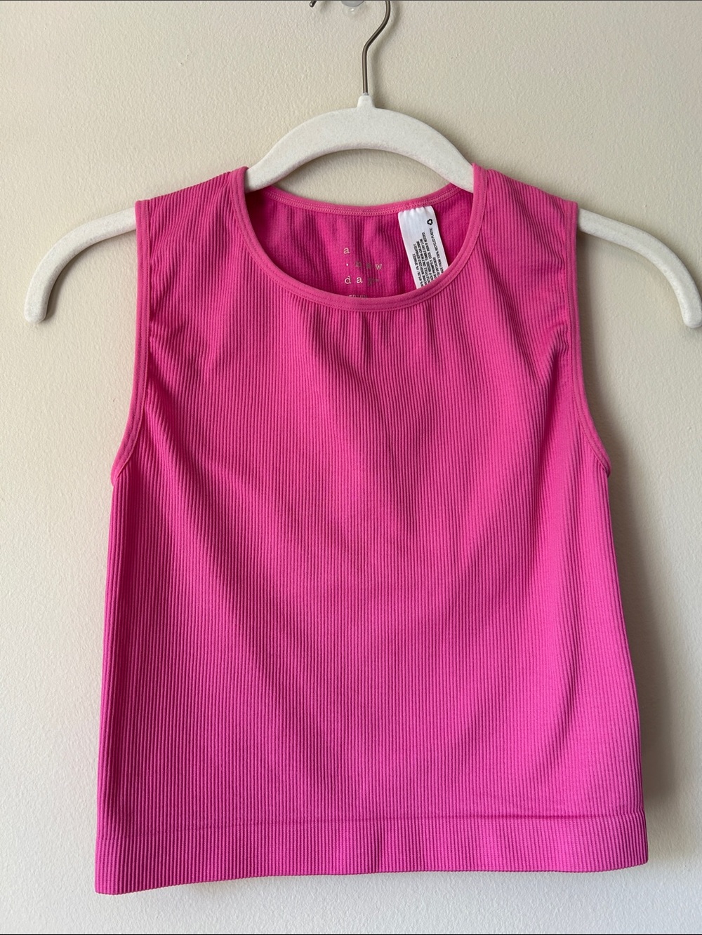 A New Day Bright Pink Ribbed Tank Top